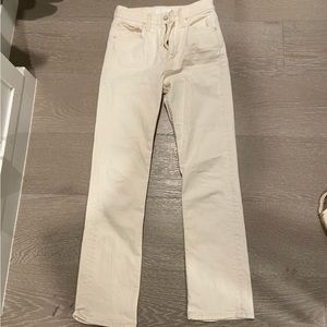 Mother brand off white high waisted cropped jeans